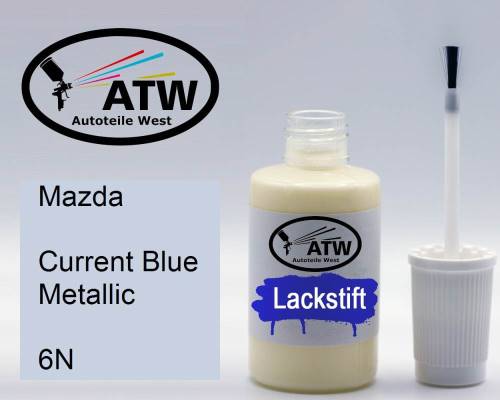 Mazda, Current Blue Metallic, 6N: 20ml Lackstift, von ATW Autoteile West.